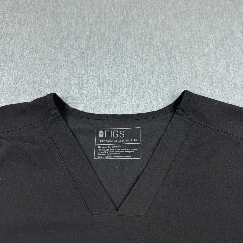 Figs Scrub Top Mens XL Black Chisec Three Pocket Technical Collection‎ Medical